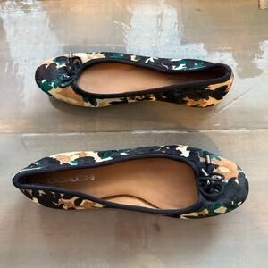 Coach Scattered Leaf Walnut Calf Hair Slip On Ballet Flats Sz 7